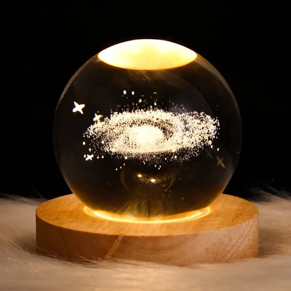 3d Galaxy Space Crystal Ball Night Light With Stand