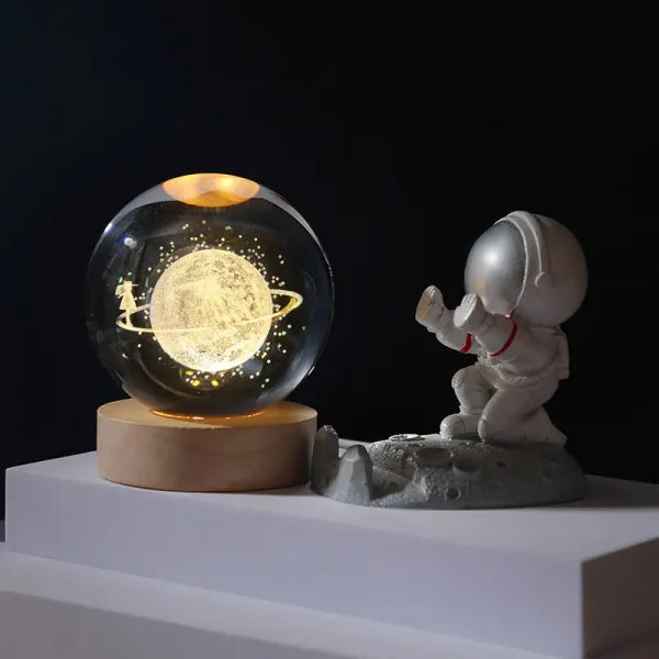 3d Galaxy Space Crystal Ball Night Light With Stand