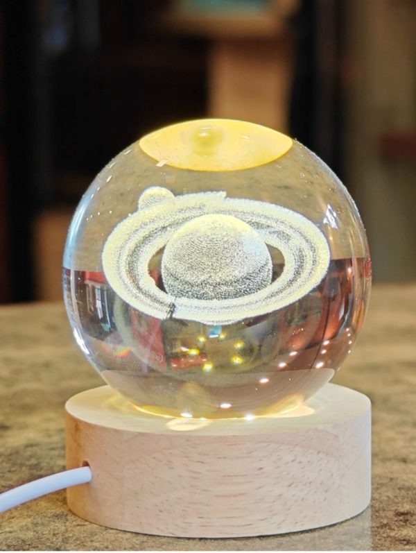 3d Galaxy Space Crystal Ball Night Light With Stand